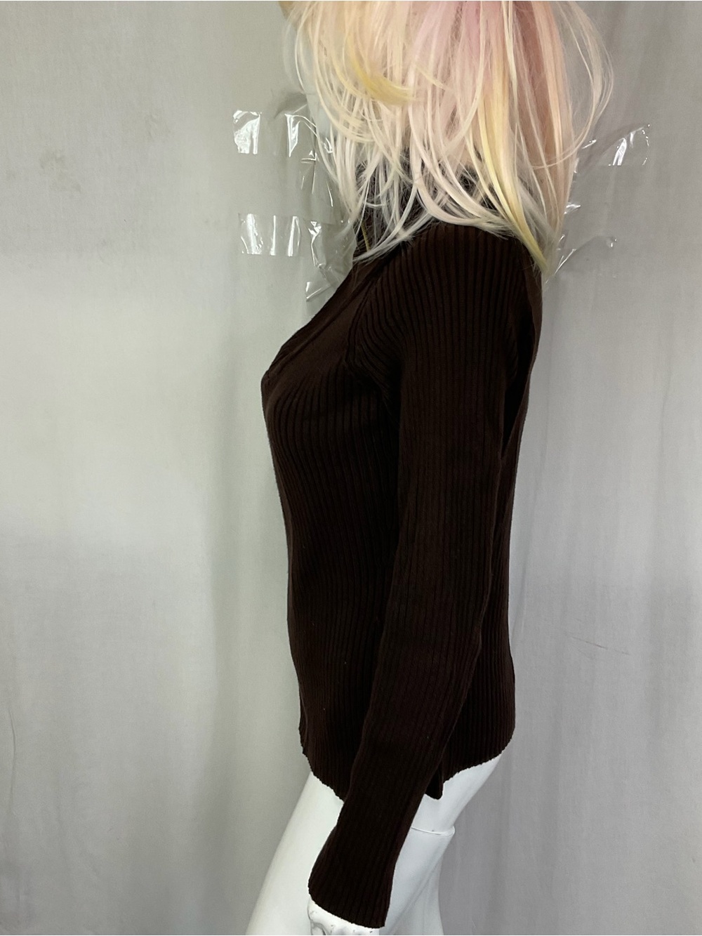 Lauren Ralph Lauren Brown Quarter Zip Knit Ribbed Sweater Size M - Picture 7 of 12